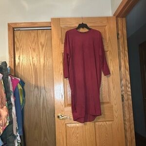 Casual Red Sheath Dress with Dolman Sleeves